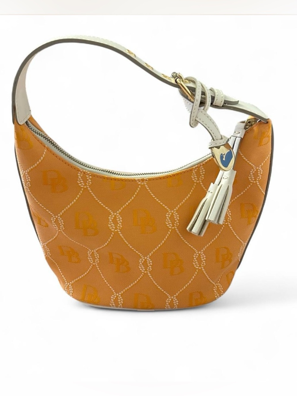 vintage y2k orange and white dooney and bourke hobo shoulder bag purse
